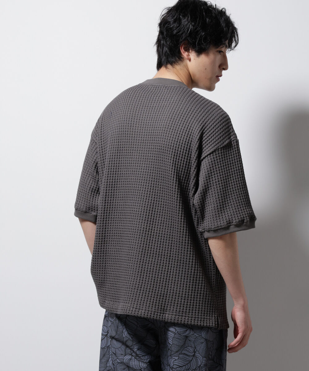 NANO universe「オニワッフルビッグTシャツ 五分袖」|Tシャツ・カットソー|
