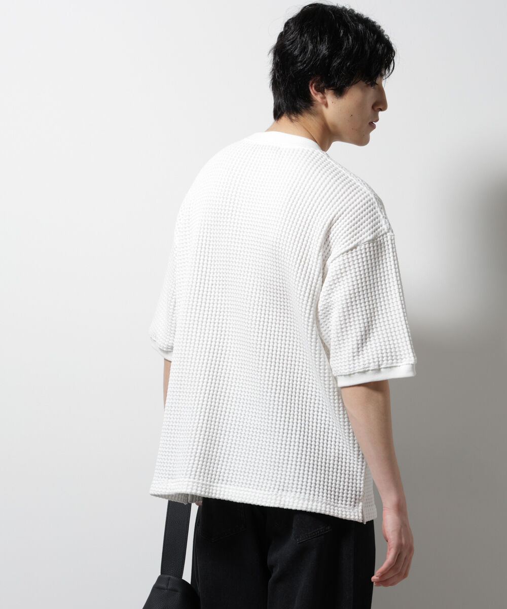 NANO universe「オニワッフルビッグTシャツ 五分袖」|Tシャツ・カットソー|