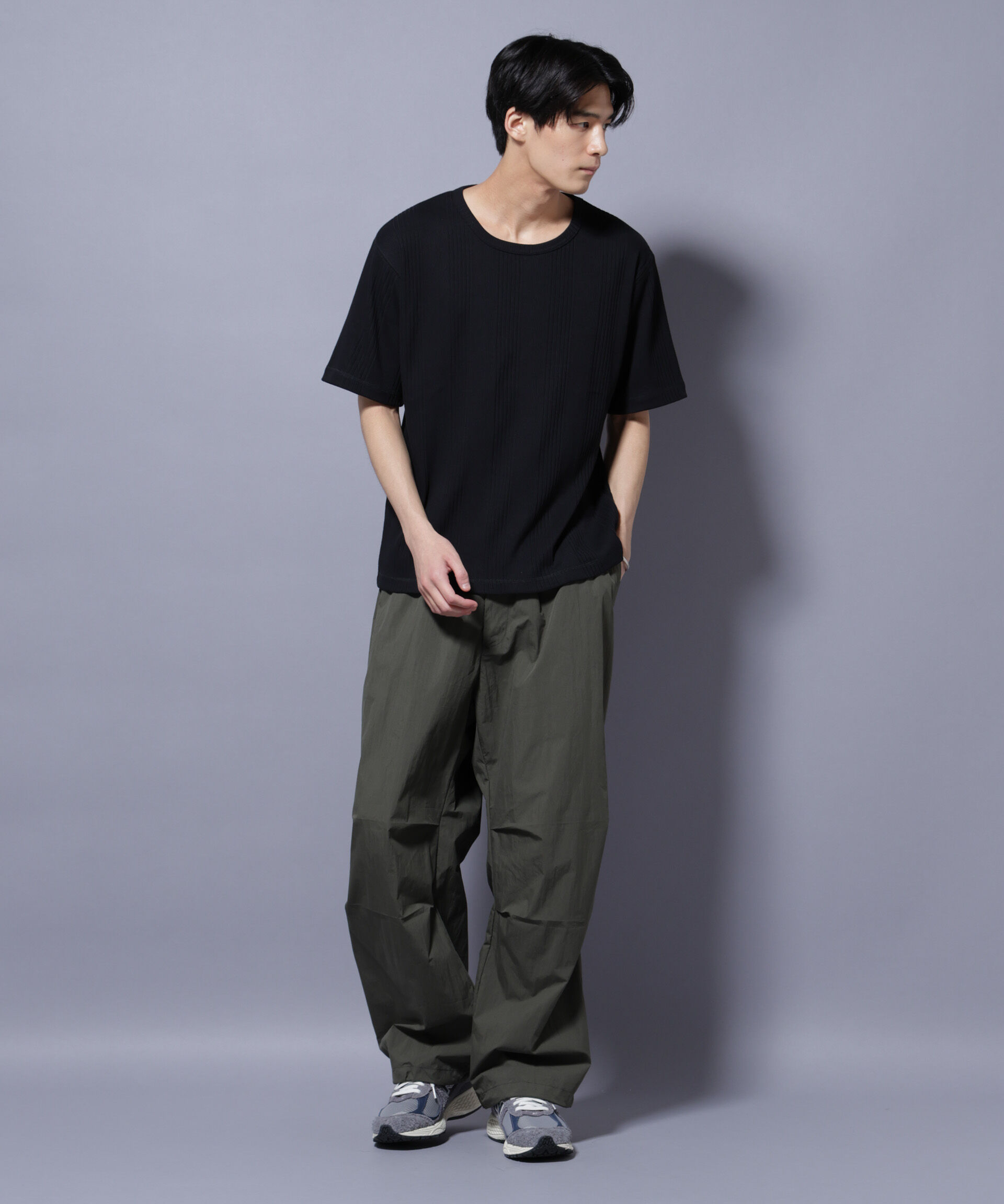 NANO universe「NORMANBROS/NORMANBROS別注 テレコUネックTシャツ 半袖」|Tシャツ・カットソー|