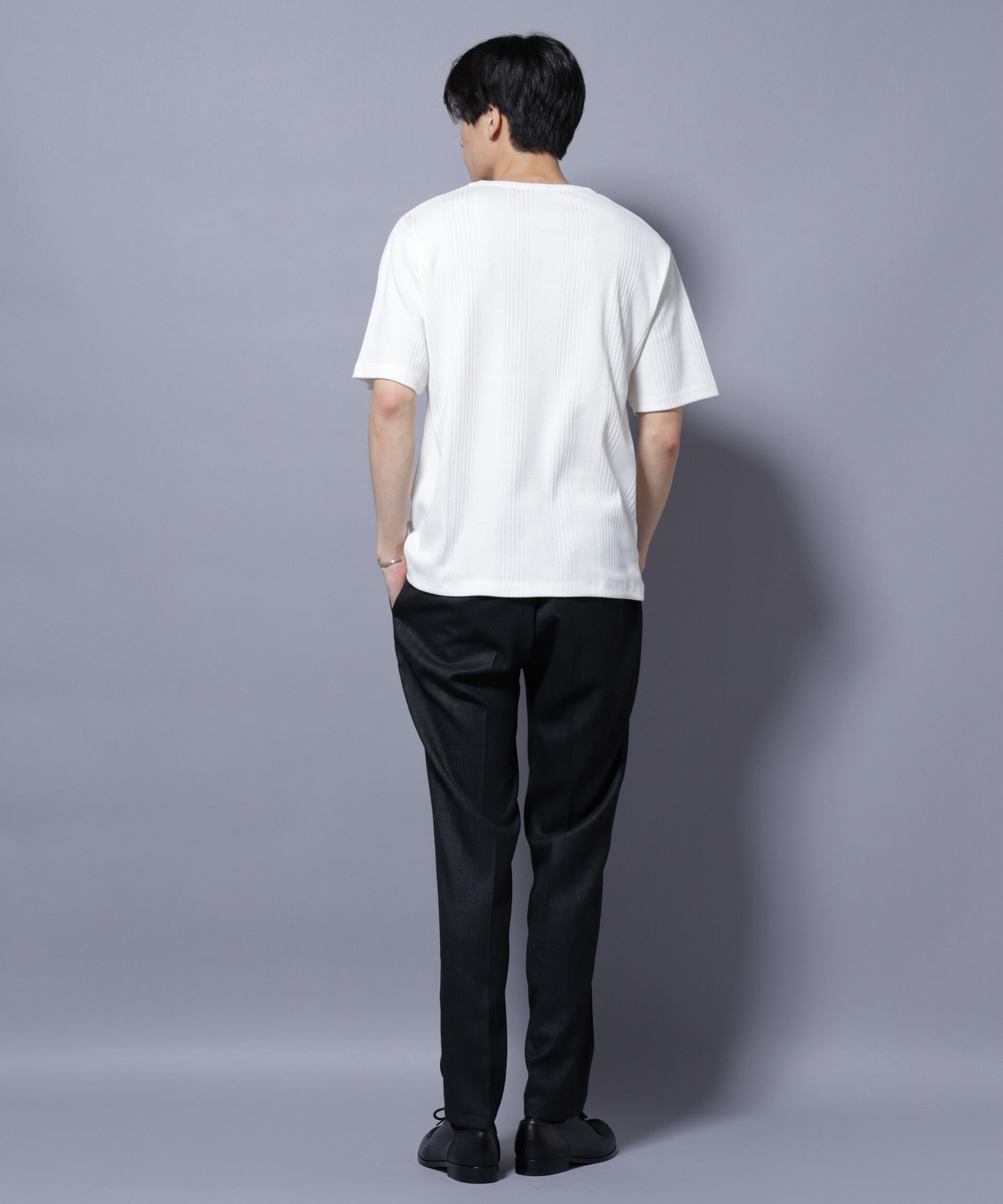 NANO universe「NORMANBROS/NORMANBROS別注 テレコUネックTシャツ 半袖」|Tシャツ・カットソー|