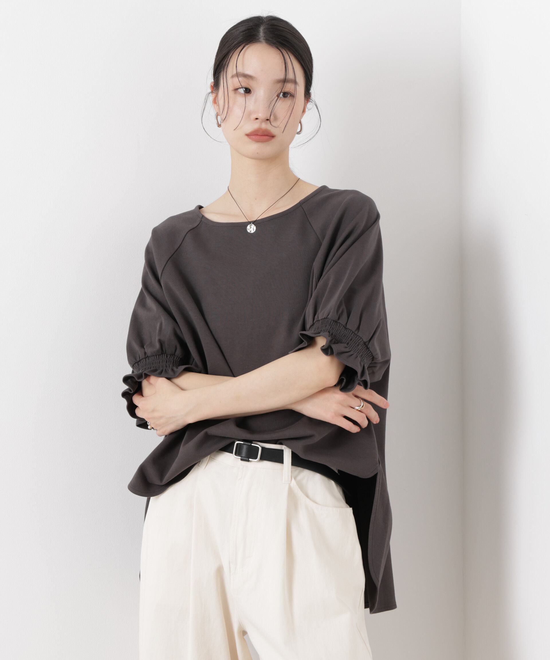 nano･universe「キャンディースリーブポンチカットトップス」|Tシャツ・カットソー|