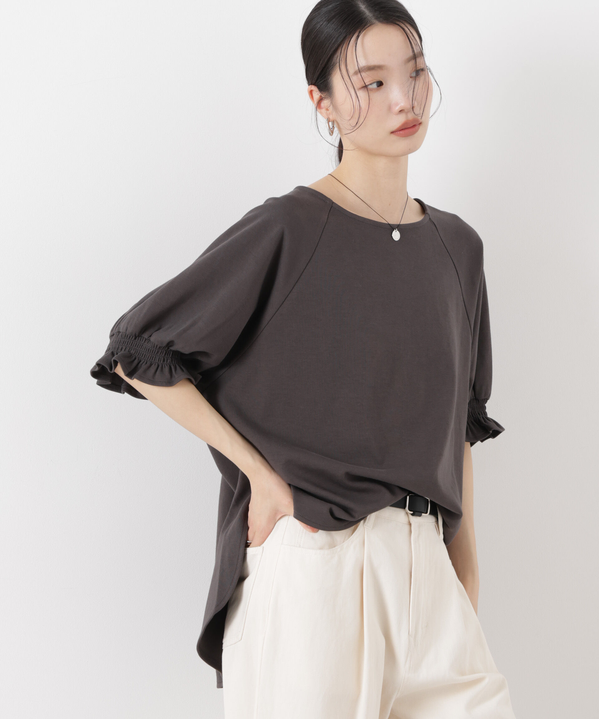nano･universe「キャンディースリーブポンチカットトップス」|Tシャツ・カットソー|