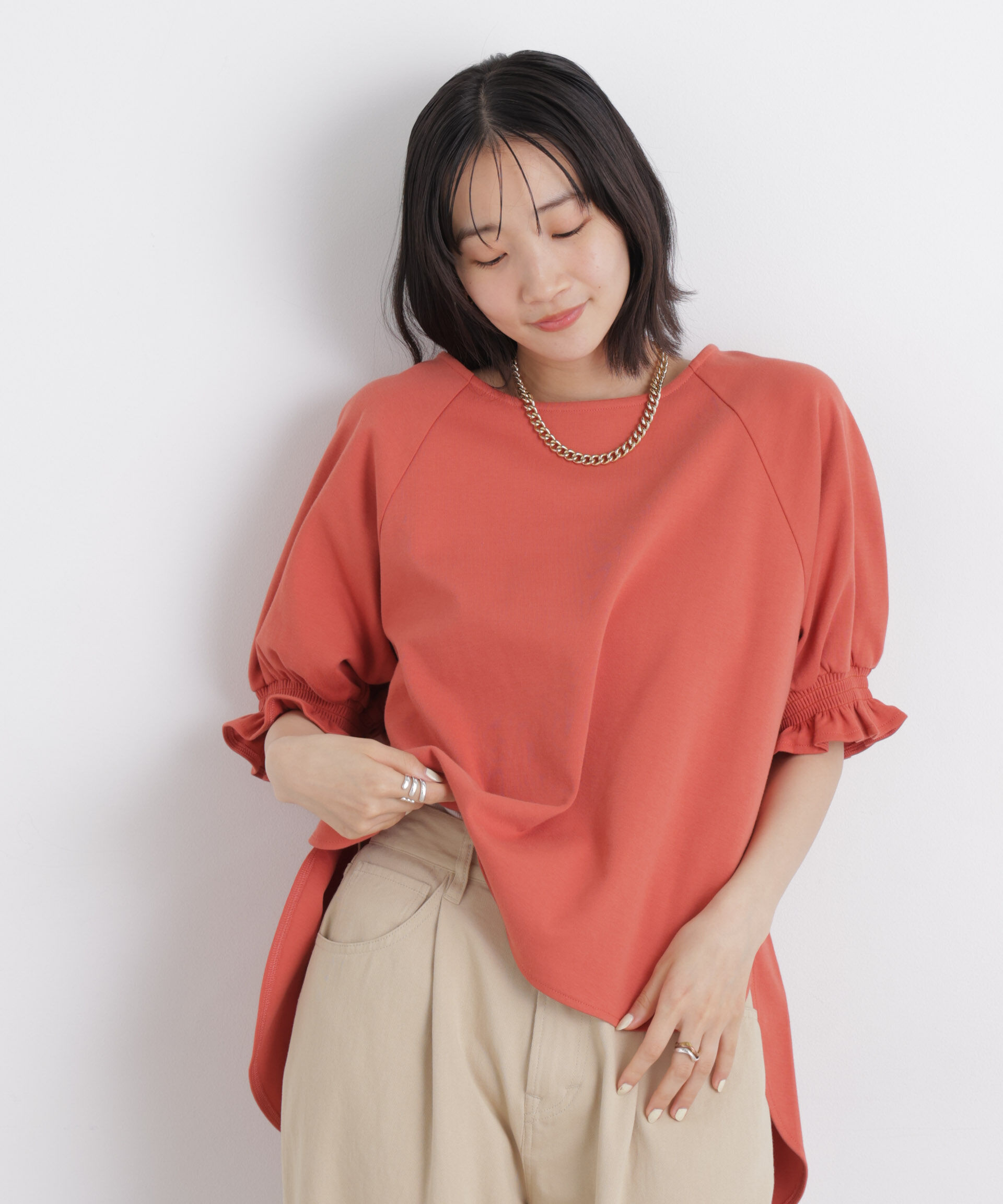 nano･universe「キャンディースリーブポンチカットトップス」|Tシャツ・カットソー|