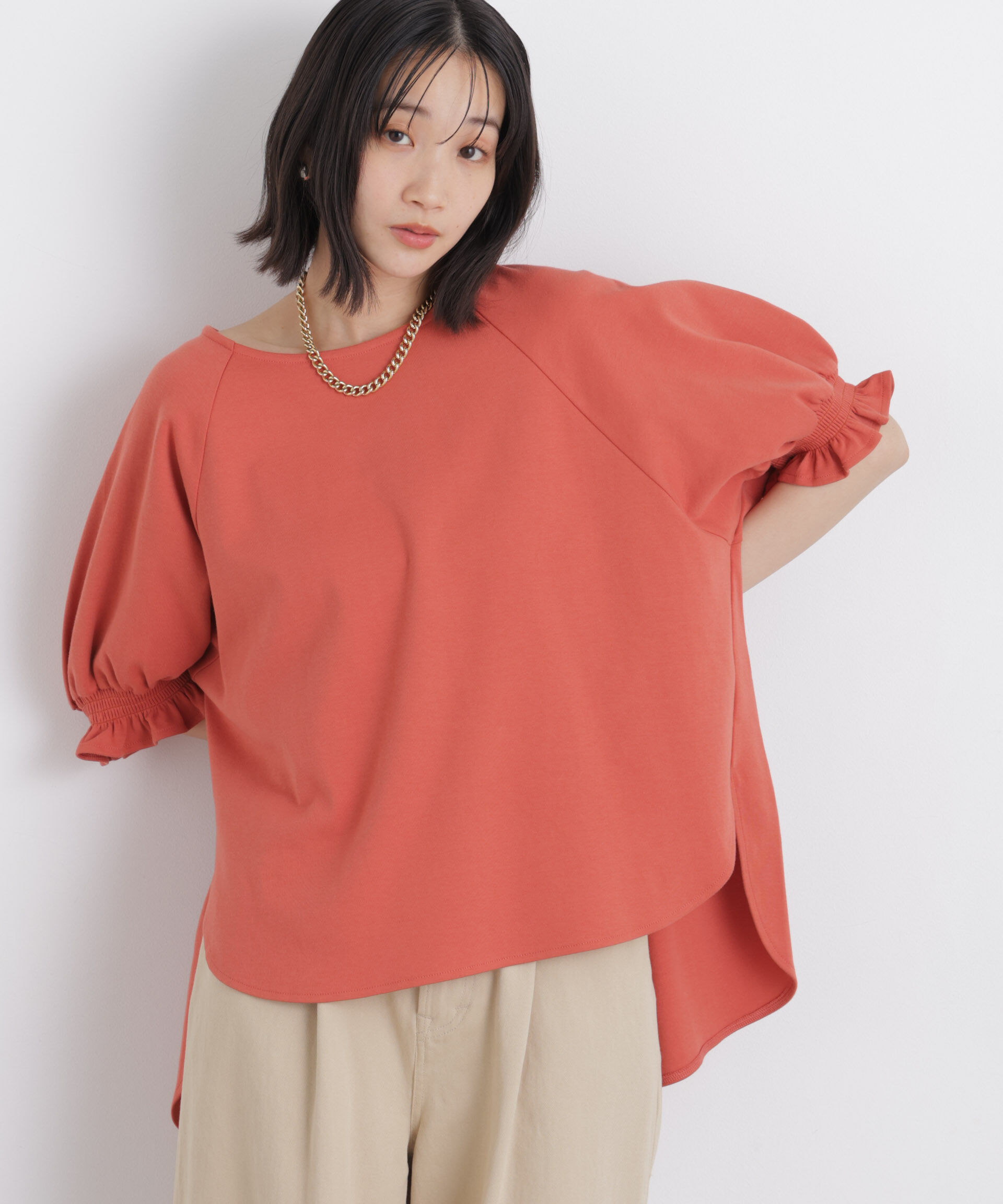 nano･universe「キャンディースリーブポンチカットトップス」|Tシャツ・カットソー|