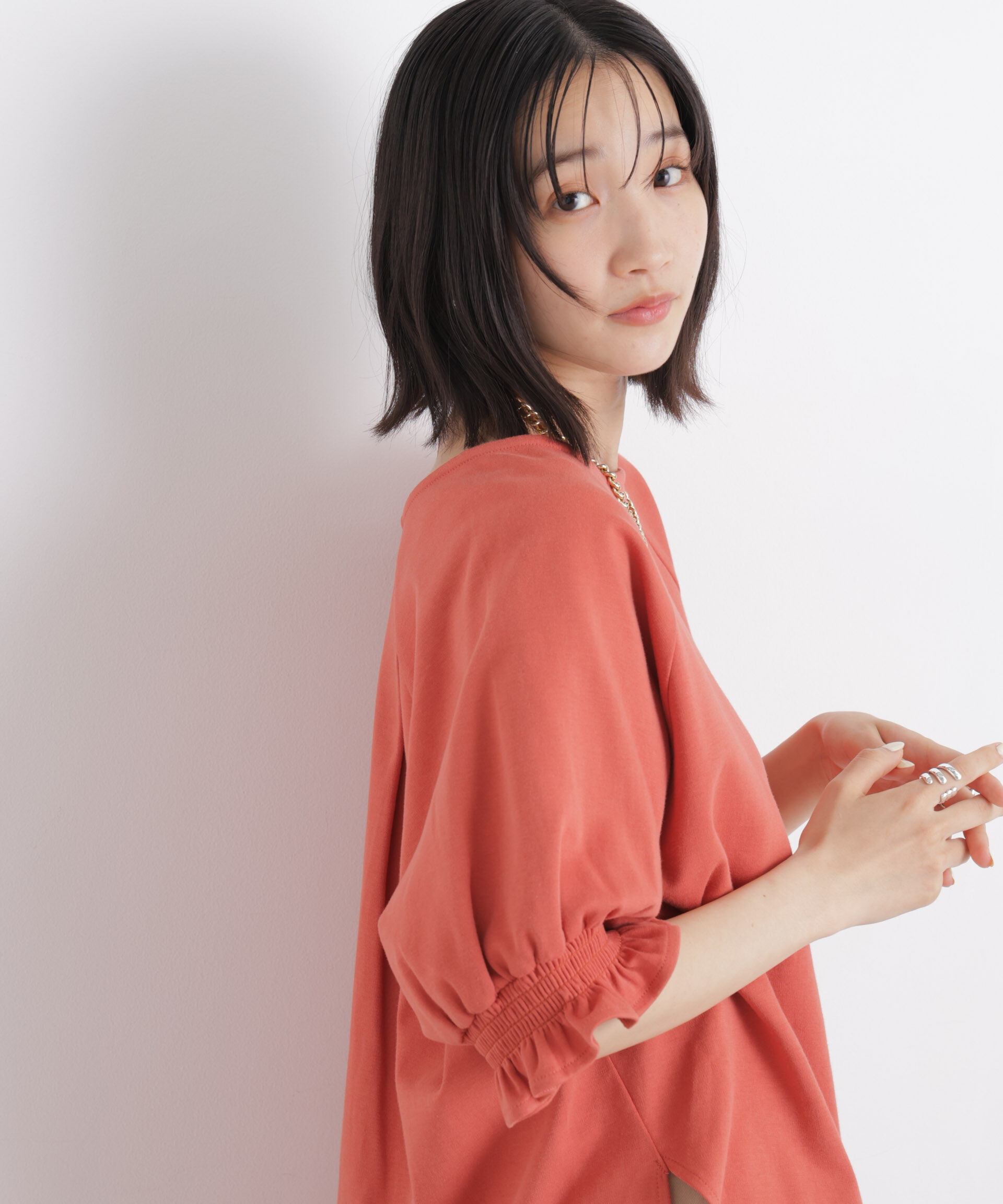 nano･universe「キャンディースリーブポンチカットトップス」|Tシャツ・カットソー|