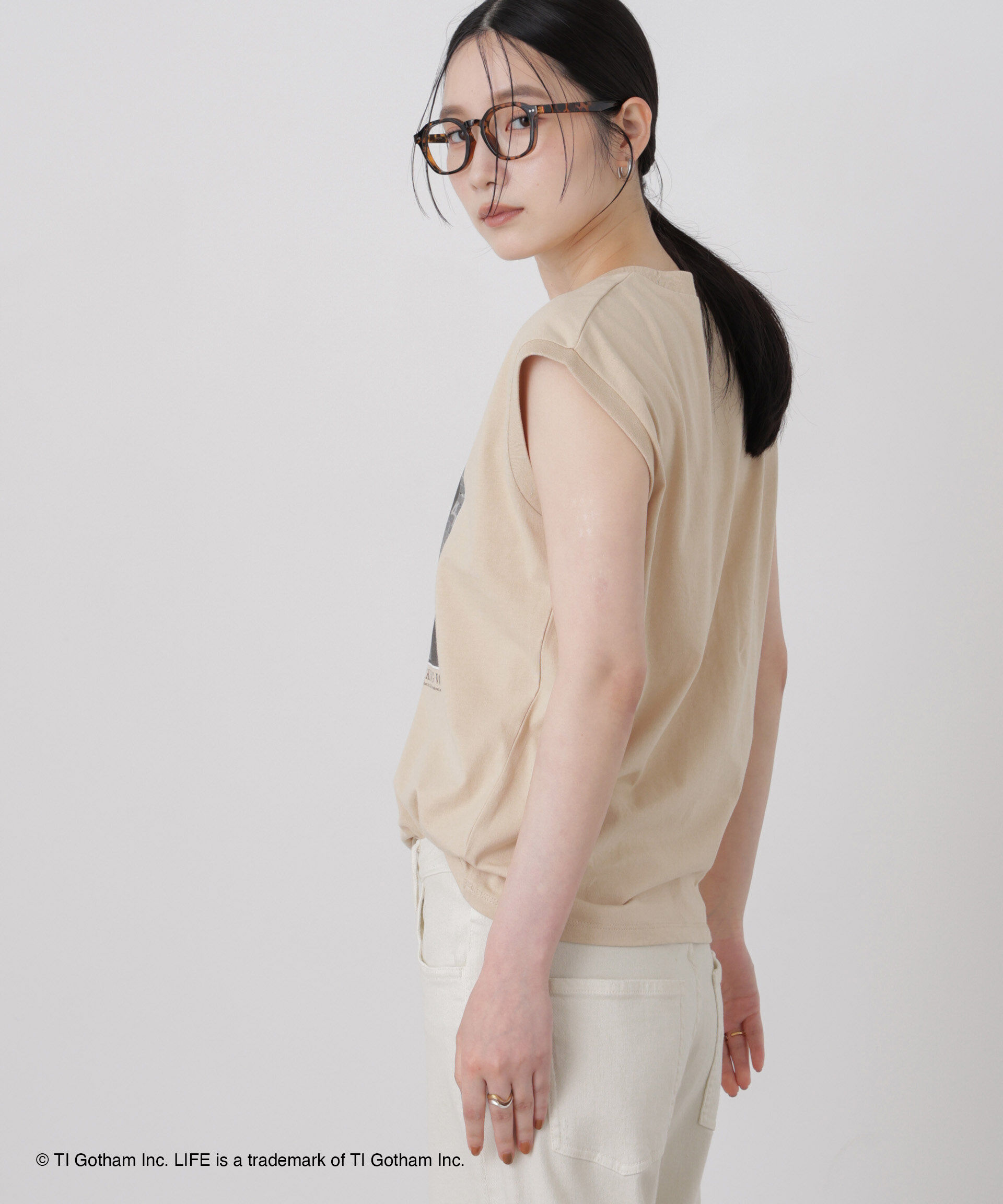 NANO universe「GOOD ROCK SPEED/LIFE PICTURE COLLECTION French sleeve Beige」|Tシャツ・カットソー|