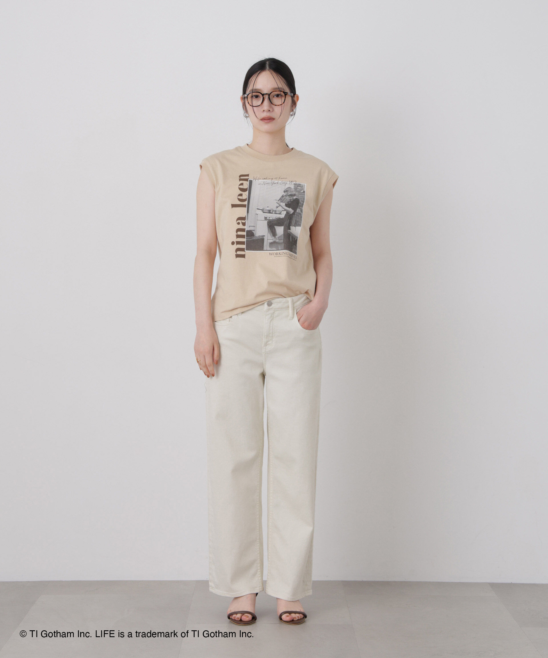 NANO universe「GOOD ROCK SPEED/LIFE PICTURE COLLECTION French sleeve Beige」|Tシャツ・カットソー|