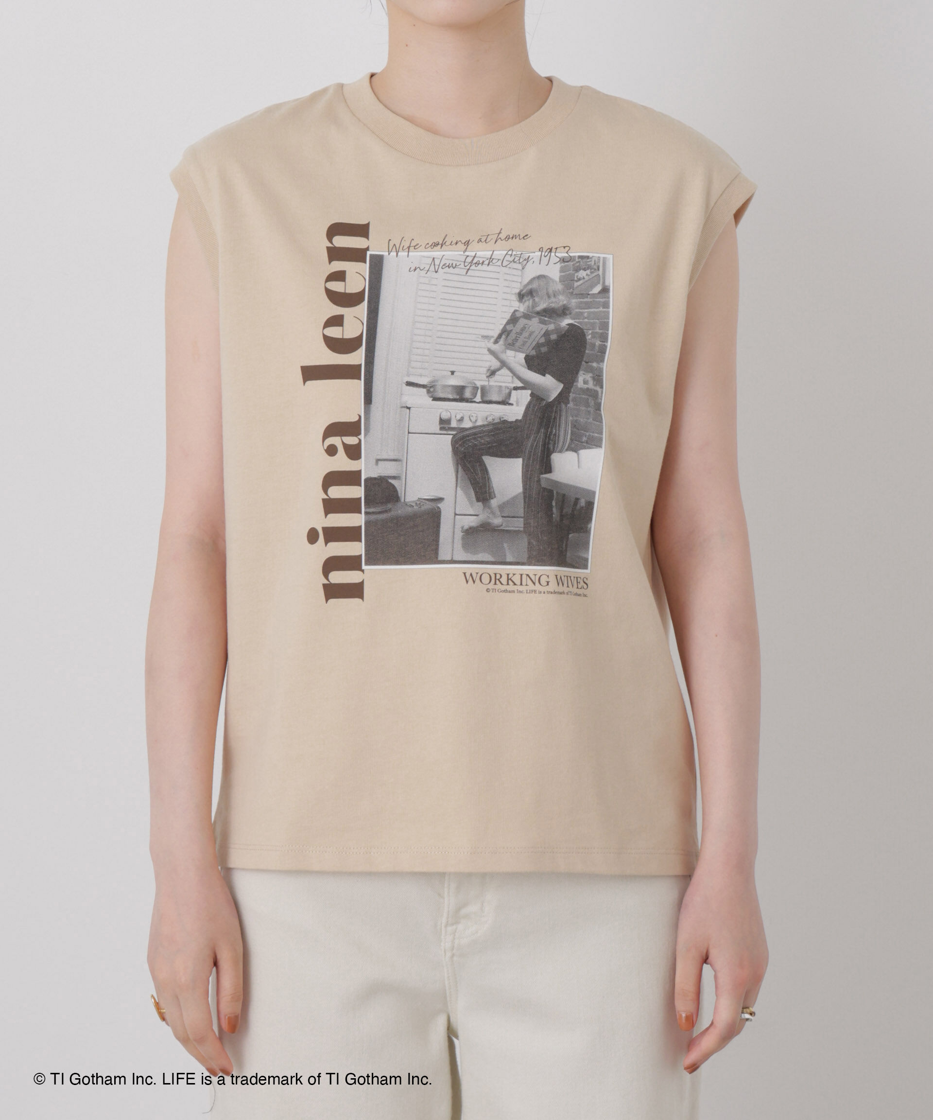 NANO universe「GOOD ROCK SPEED/LIFE PICTURE COLLECTION French sleeve Beige」|Tシャツ・カットソー|