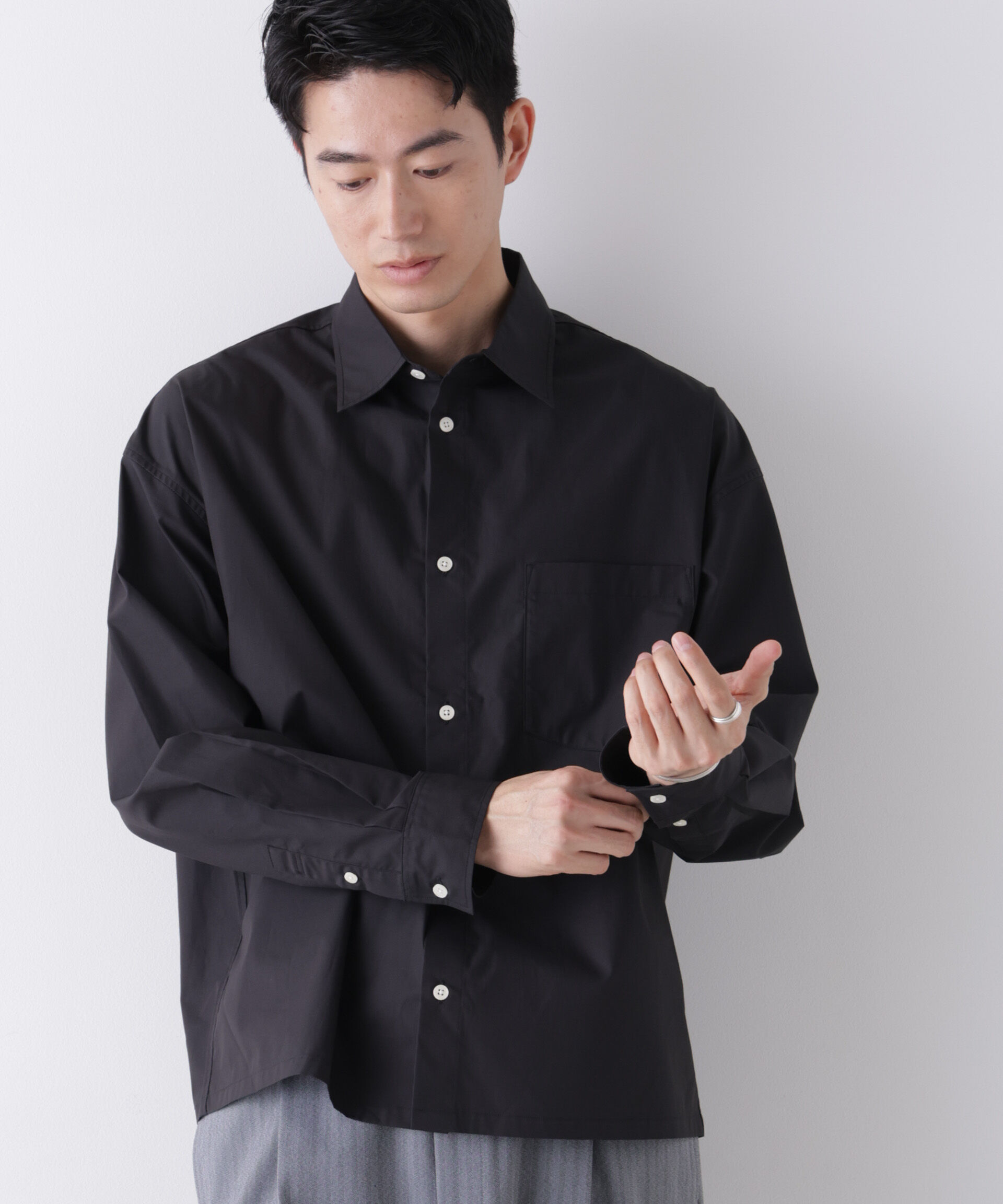 NANO universe「｢James Fabric｣ ボクシークロップドシャツブルゾン」|シャツ・ブラウス|