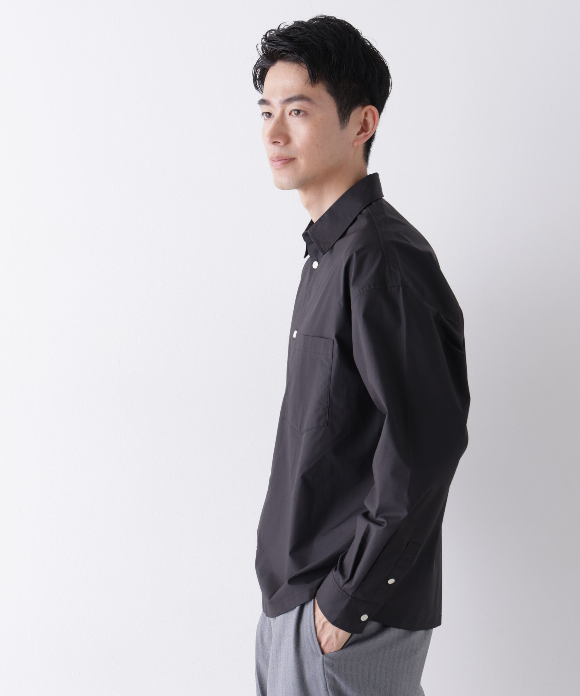 NANO universe「｢James Fabric｣ ボクシークロップドシャツブルゾン」|シャツ・ブラウス|