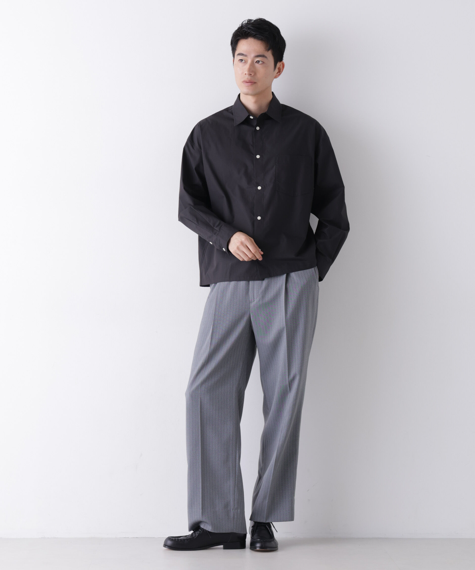 NANO universe「｢James Fabric｣ ボクシークロップドシャツブルゾン」|シャツ・ブラウス|