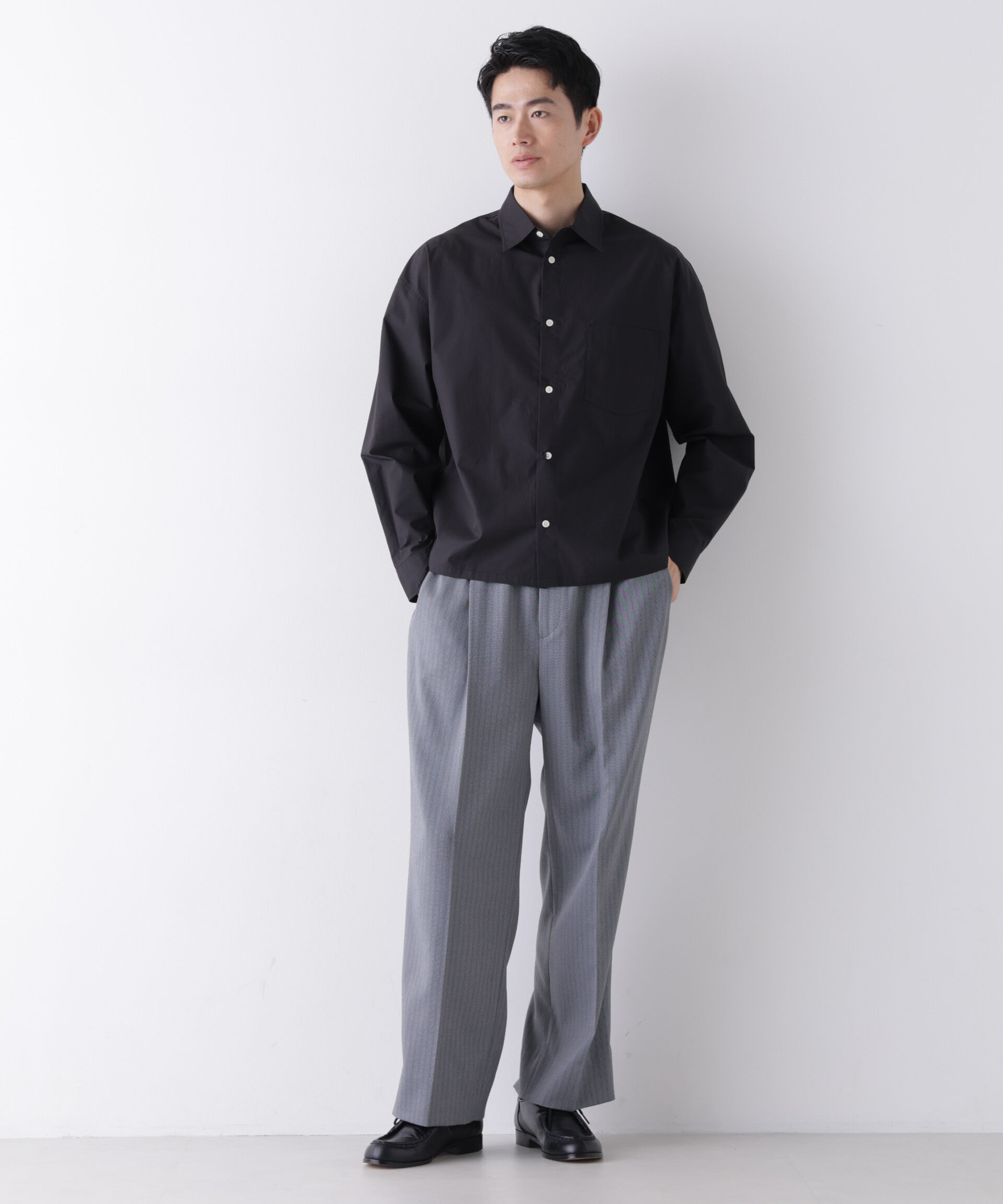 NANO universe「｢James Fabric｣ ボクシークロップドシャツブルゾン」|シャツ・ブラウス|