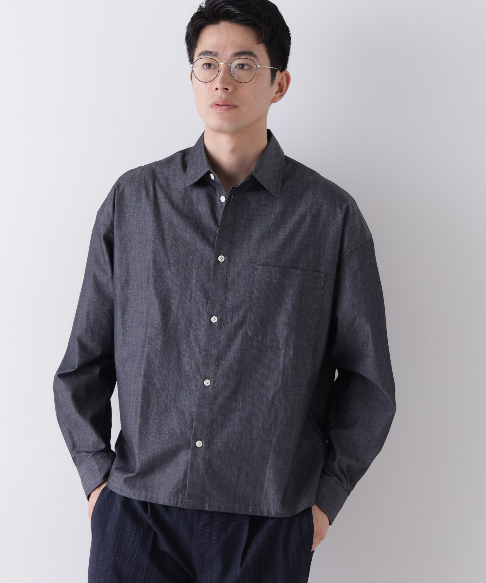 NANO universe「｢James Fabric｣ ボクシークロップドシャツブルゾン」|シャツ・ブラウス|