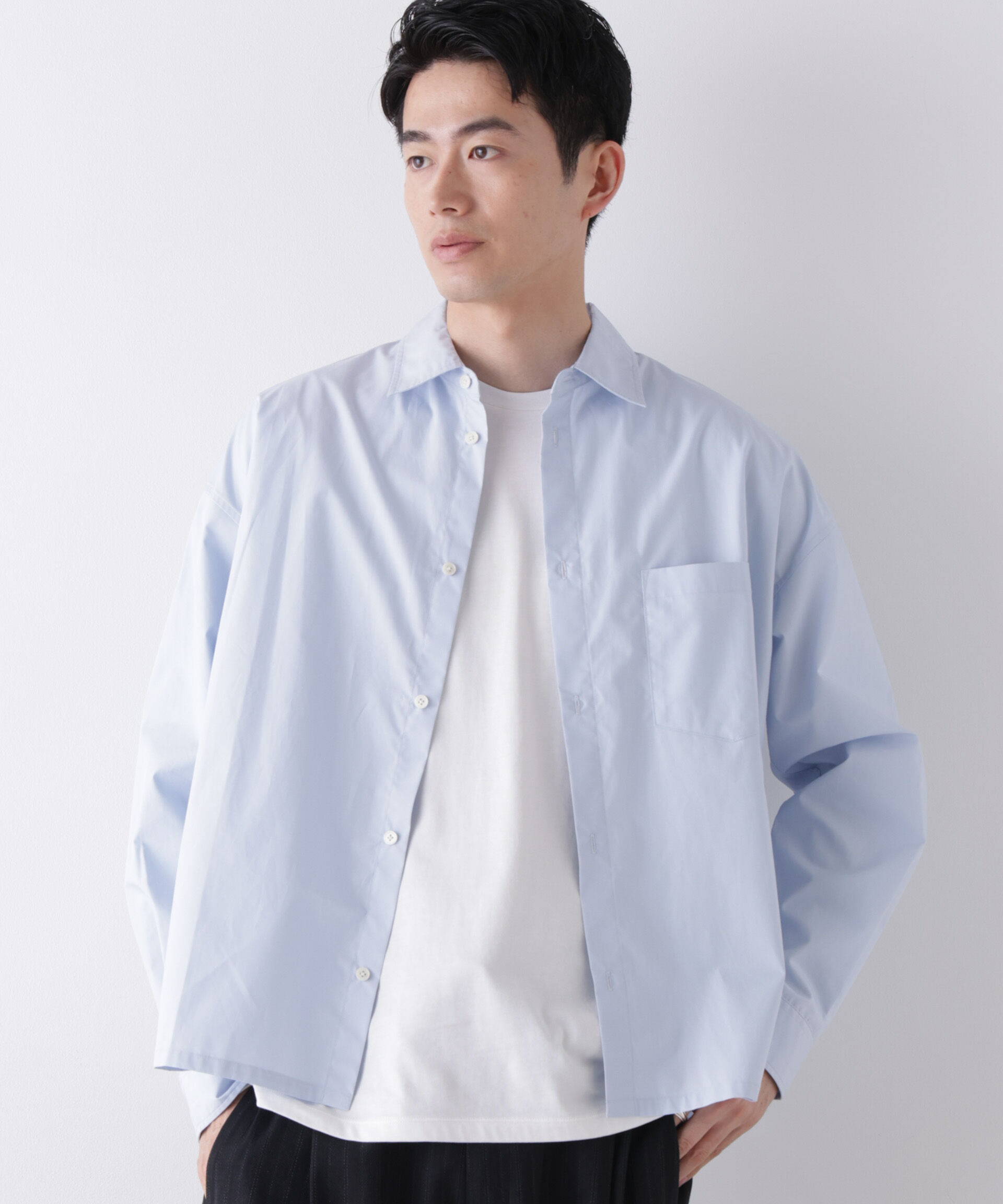 NANO universe「｢James Fabric｣ ボクシークロップドシャツブルゾン」|シャツ・ブラウス|