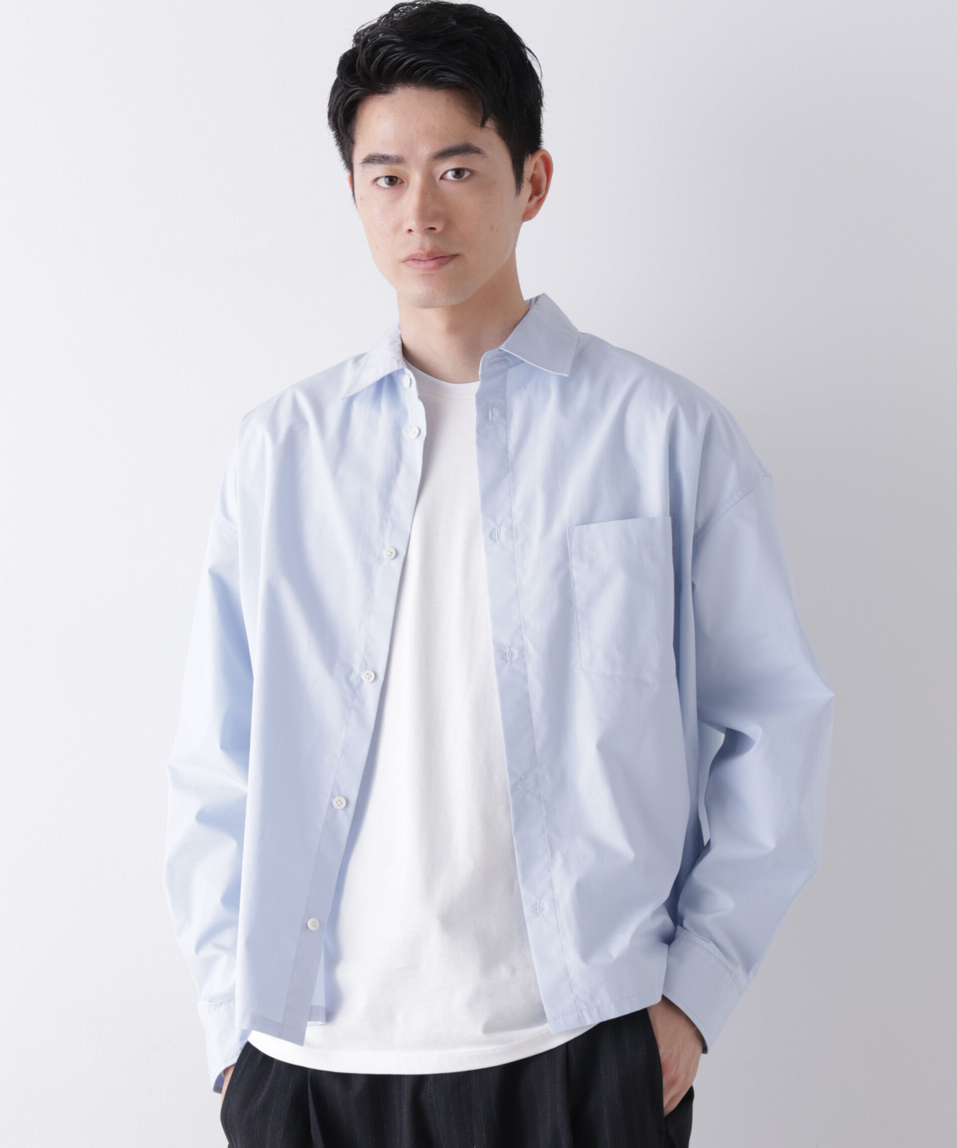 NANO universe「｢James Fabric｣ ボクシークロップドシャツブルゾン」|シャツ・ブラウス|