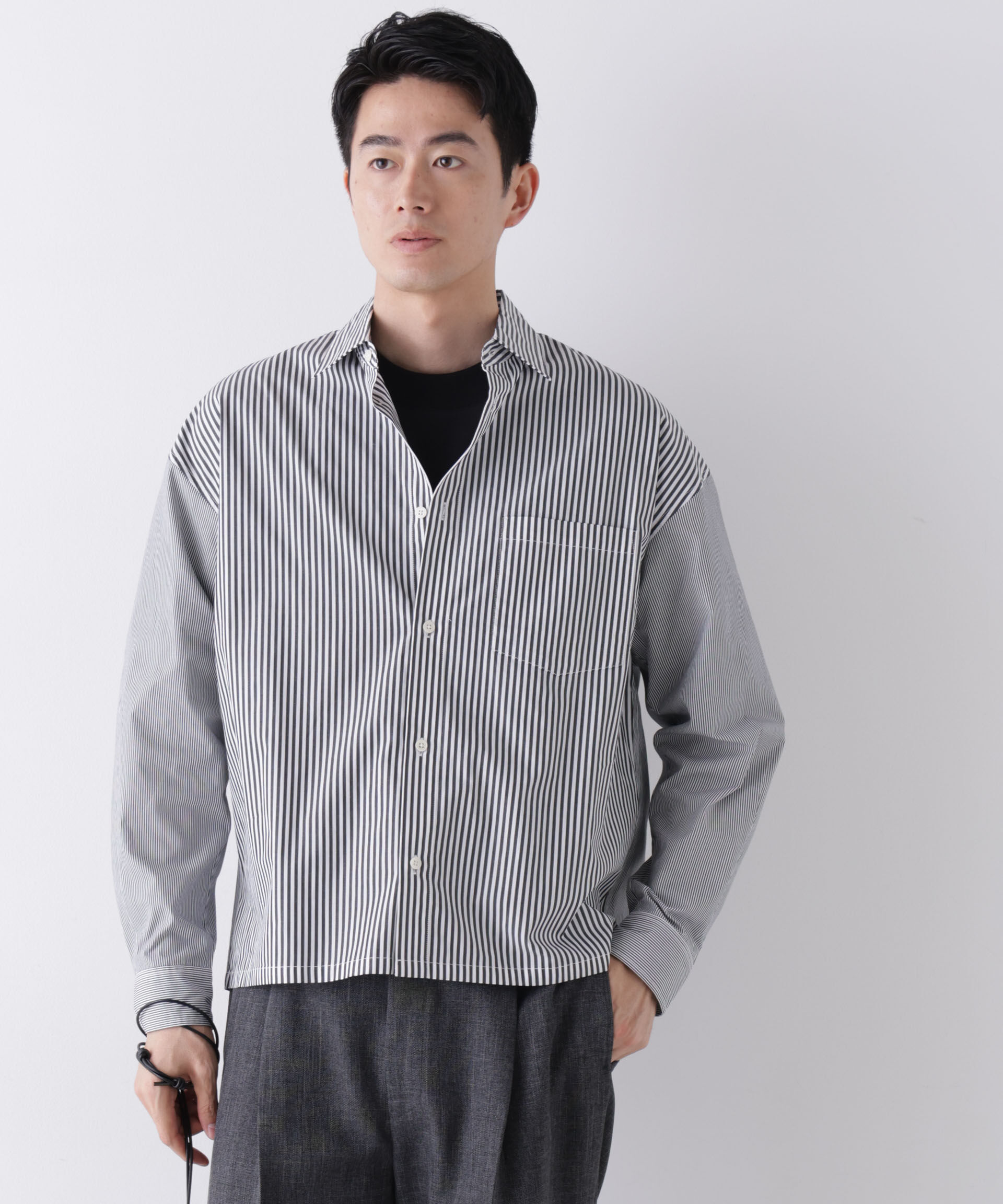 NANO universe「｢James Fabric｣ ボクシークロップドシャツブルゾン」|シャツ・ブラウス|