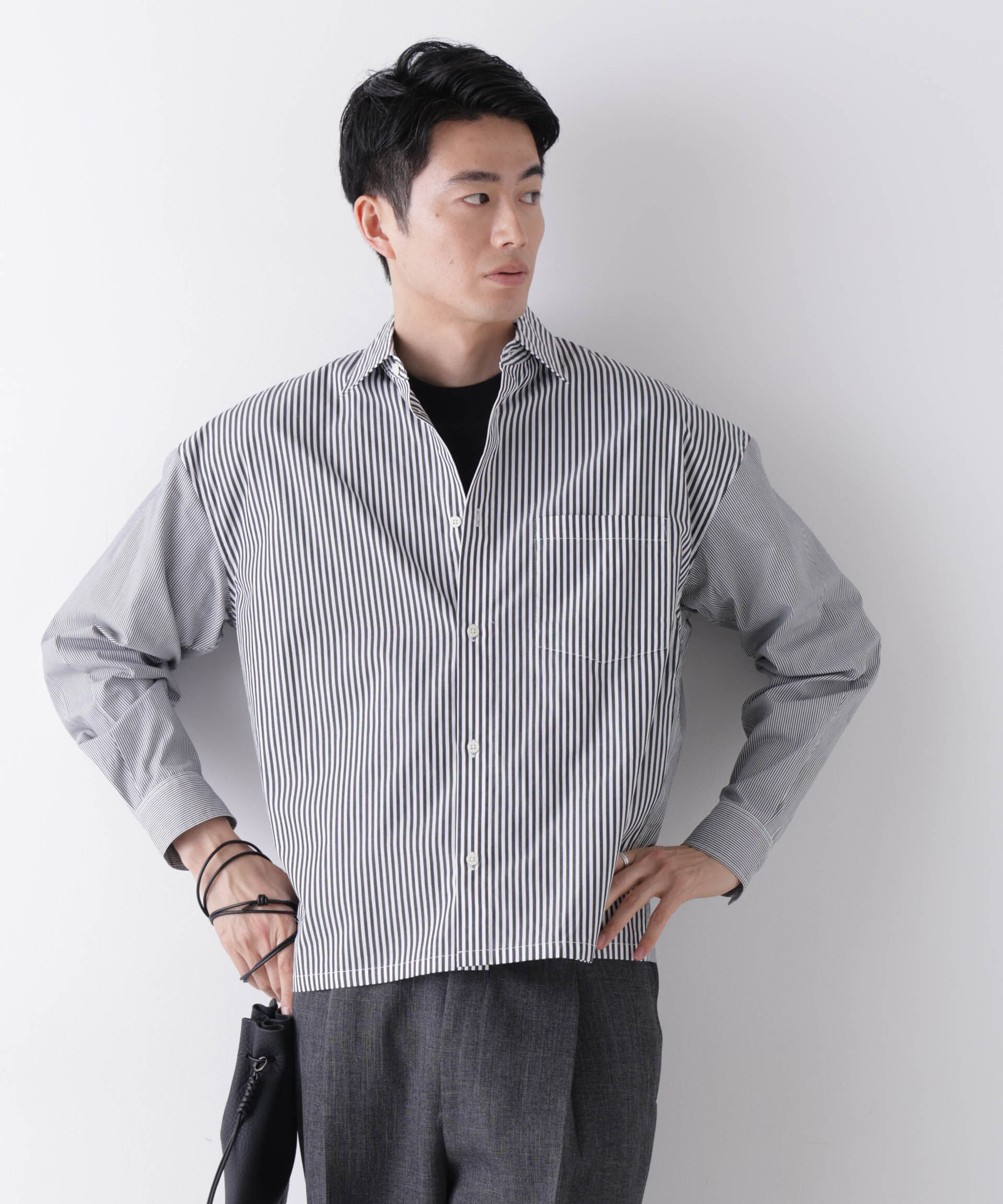 NANO universe「｢James Fabric｣ ボクシークロップドシャツブルゾン」|シャツ・ブラウス|
