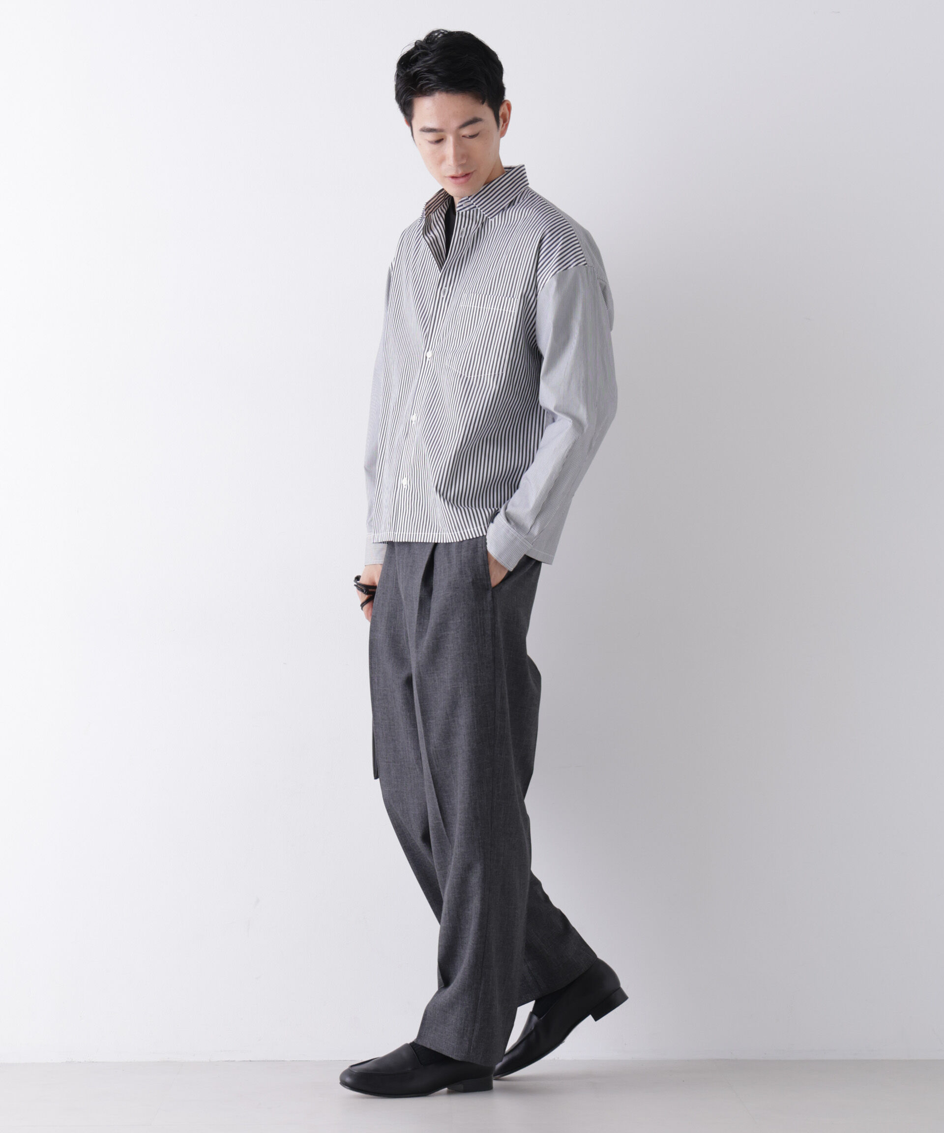 NANO universe「｢James Fabric｣ ボクシークロップドシャツブルゾン」|シャツ・ブラウス|