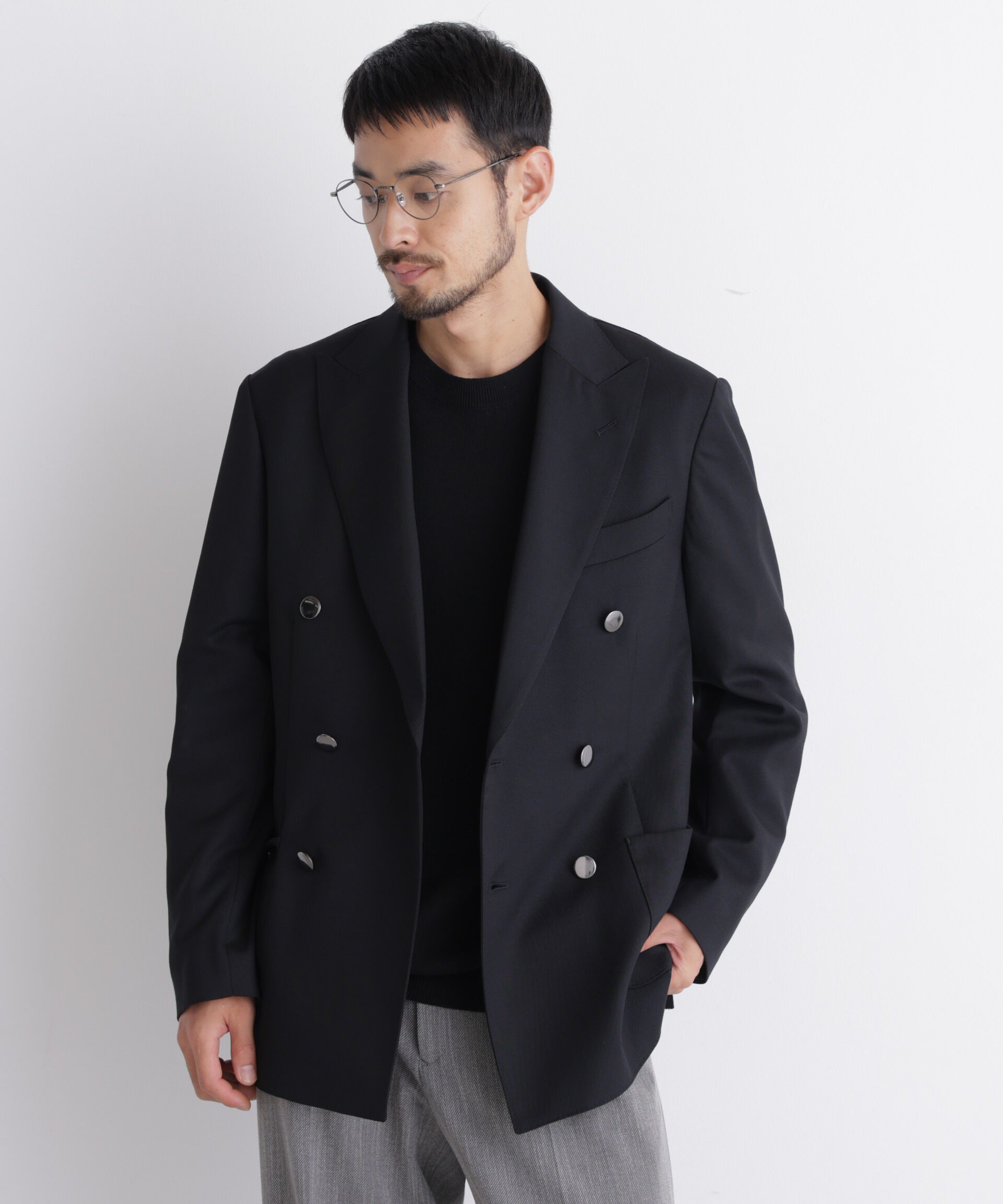 NANO universe「「DamerinoJacket」TWオールシーズンドビーダブルブレストブレザー」|テーラードジャケット|