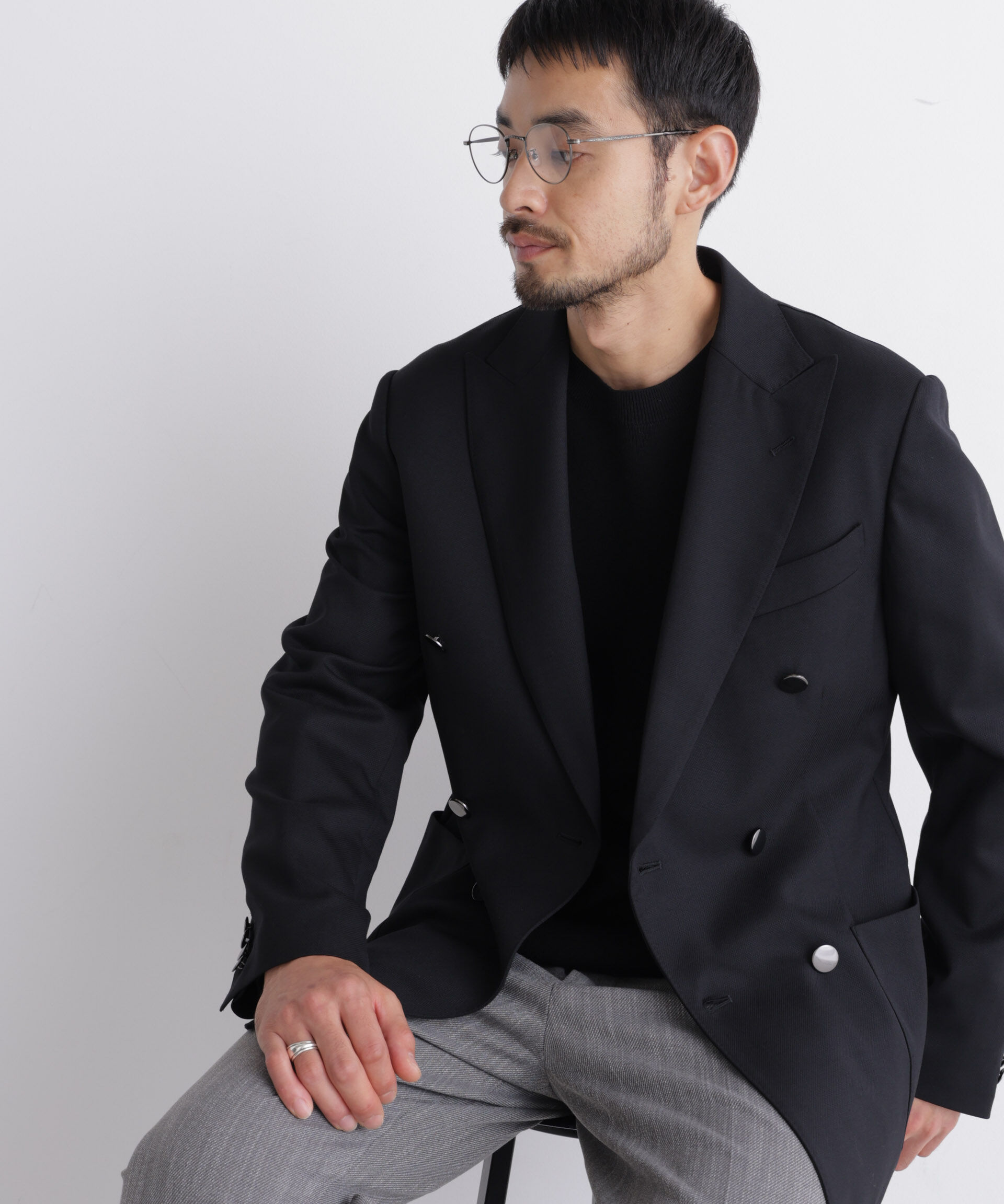 NANO universe「「DamerinoJacket」TWオールシーズンドビーダブルブレストブレザー」|テーラードジャケット|