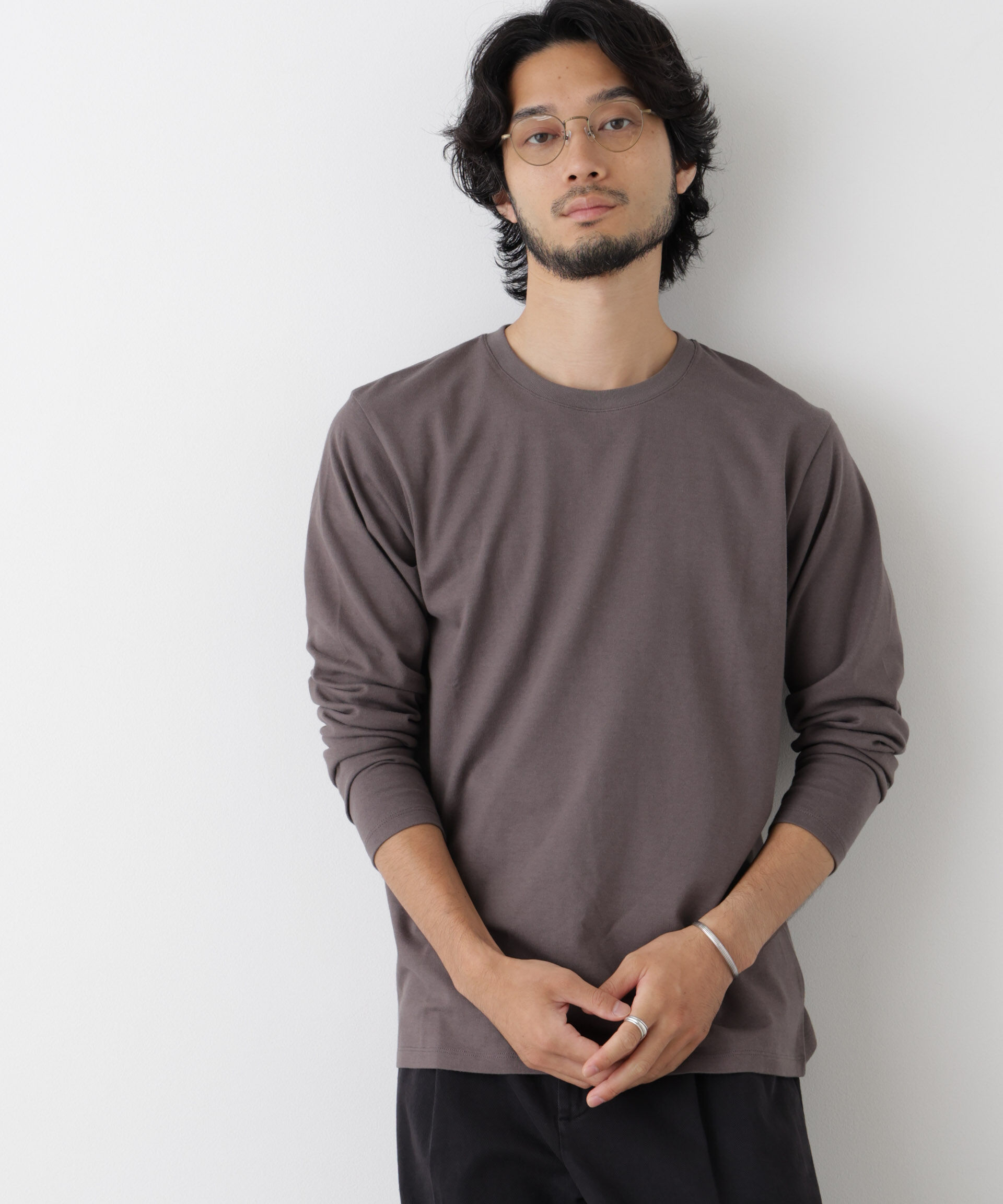 NANO universe「Anti Soaked(R) 汗染み防止 クルーネックTシャツ」|Tシャツ・カットソー|チャコール3