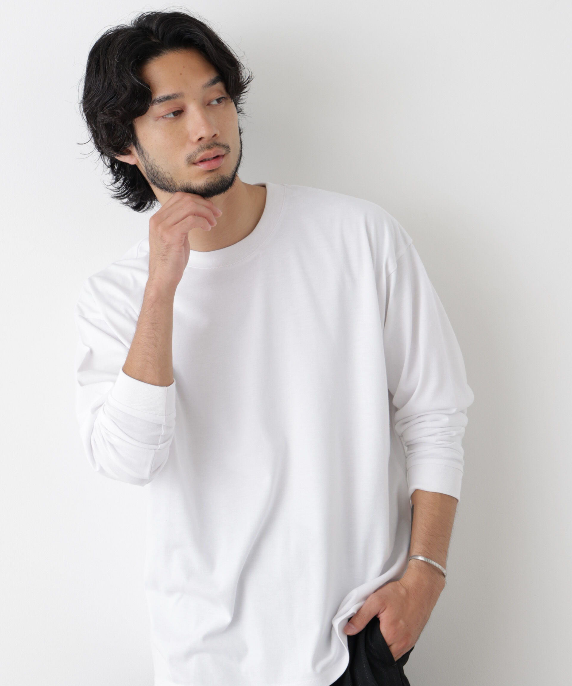 NANO universe「Anti Soaked(R)  汗染み防止 ビッグTシャツ 長袖」|Tシャツ・カットソー|