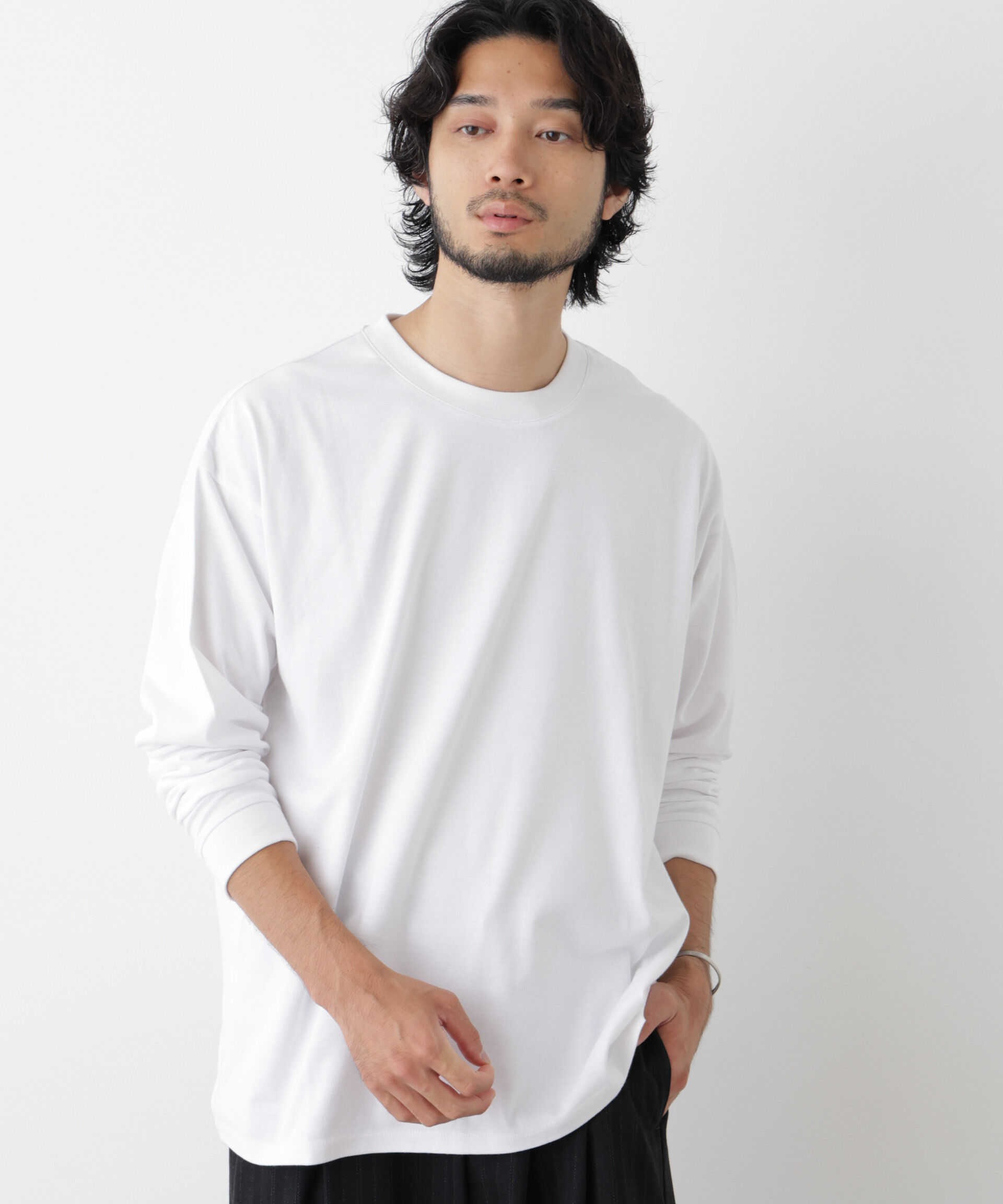 NANO universe「Anti Soaked(R)  汗染み防止 ビッグTシャツ 長袖」|Tシャツ・カットソー|