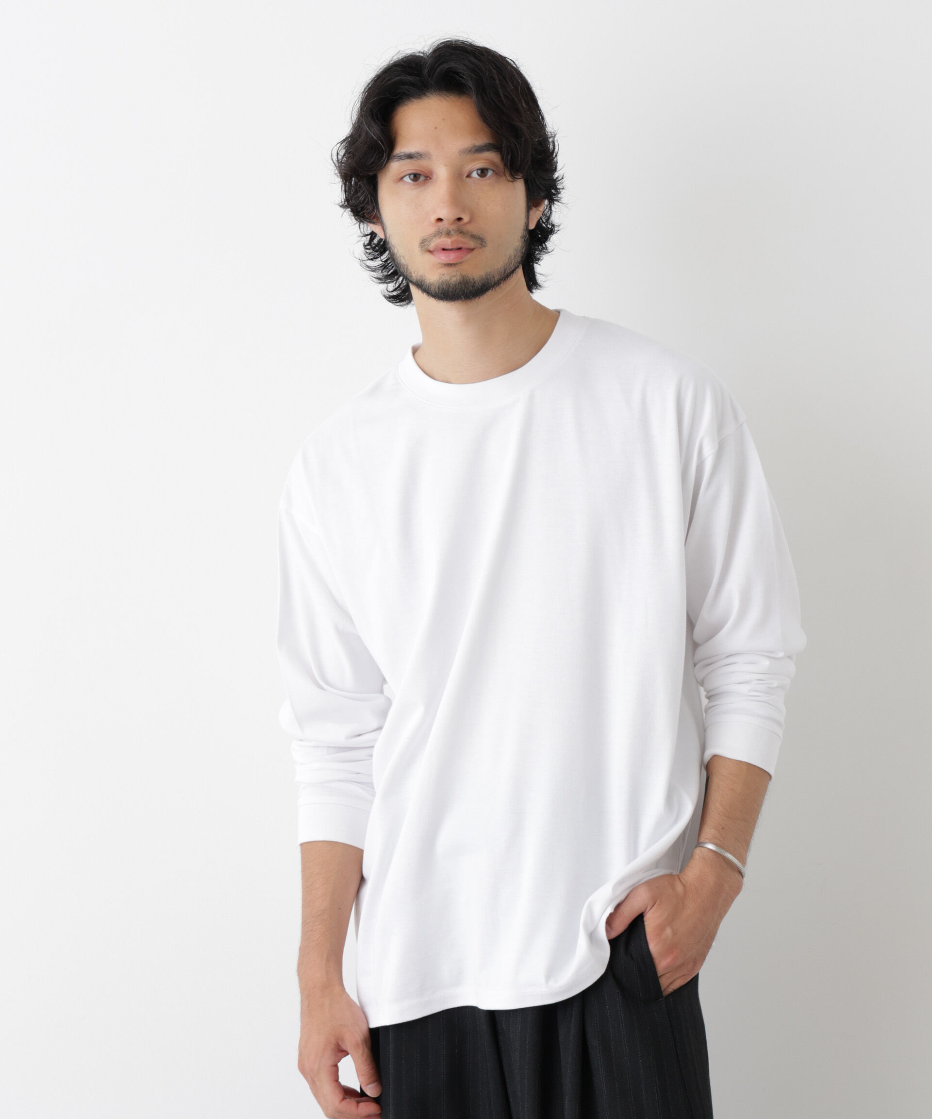 NANO universe「Anti Soaked(R)  汗染み防止 ビッグTシャツ 長袖」|Tシャツ・カットソー|