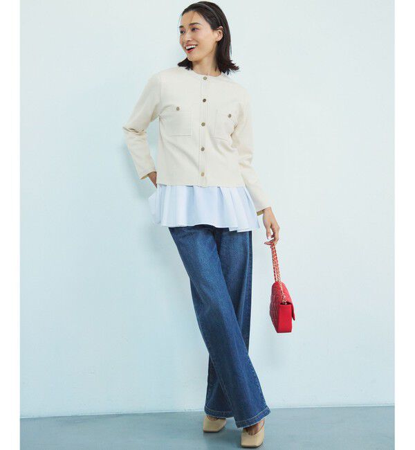23区「【ご好評につき新色追加】ナチュラルコットンベアコンビ ペプラム カットソー」|Tシャツ・カットソー|
