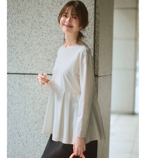 23区「【ご好評につき新色追加】ナチュラルコットンベアコンビ ペプラム カットソー」|Tシャツ・カットソー|アイボリー系