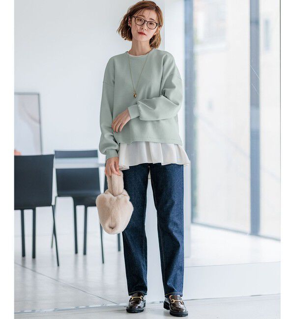 23区「【ご好評につき新色追加】ナチュラルコットンベアコンビ ペプラム カットソー」|Tシャツ・カットソー|