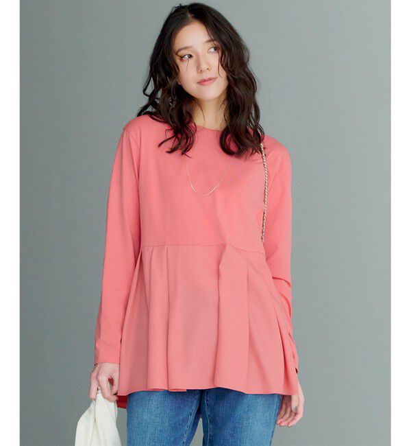 23区「【ご好評につき新色追加】ナチュラルコットンベアコンビ ペプラム カットソー」|Tシャツ・カットソー|[WEB限定]ｵﾚﾝ