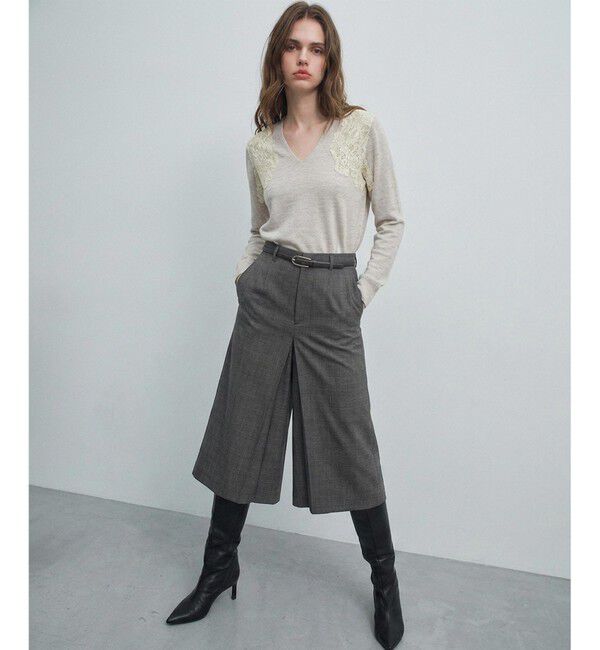 BEIGE,「【WEB限定】REMINGTON / レースコンビ Vネックニット」|ニット・セーター|