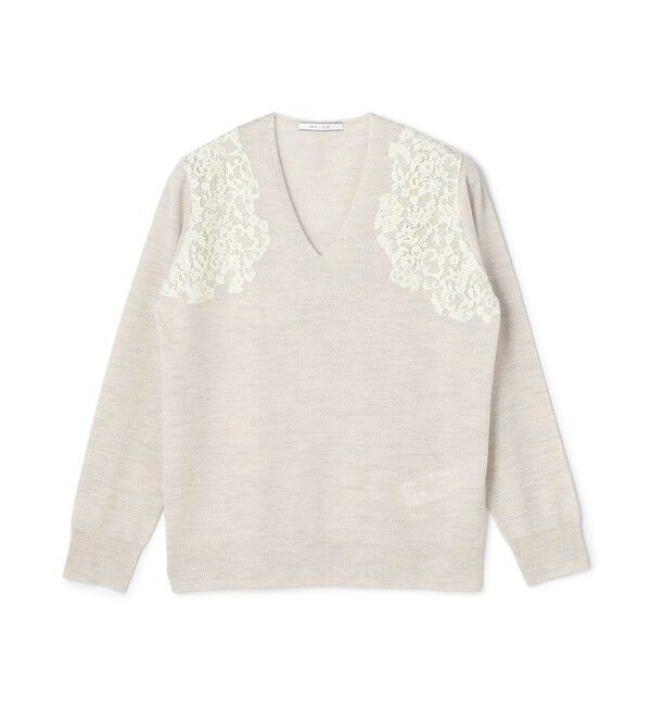 BEIGE,「【WEB限定】REMINGTON / レースコンビ Vネックニット」|ニット・セーター|