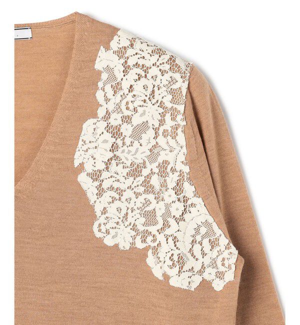 BEIGE,「【WEB限定】REMINGTON / レースコンビ Vネックニット」|ニット・セーター|