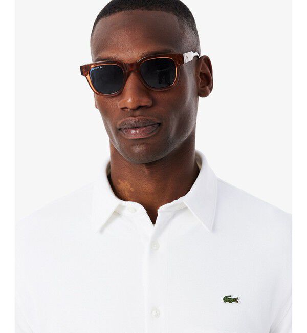 LACOSTE「スリムフィット オーガニックコットン鹿の子地長袖シャツ」|シャツ・ブラウス|