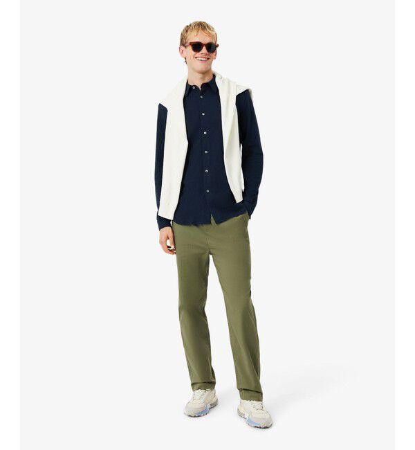 LACOSTE「スリムフィット オーガニックコットン鹿の子地長袖シャツ」|シャツ・ブラウス|