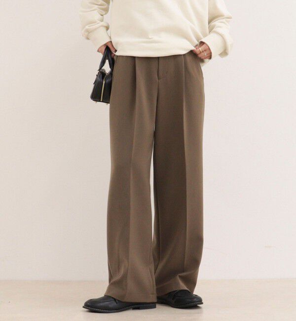 fredy emue「【4サイズ展開】とろみWarmタックスラックス」|スラックス|キャメル