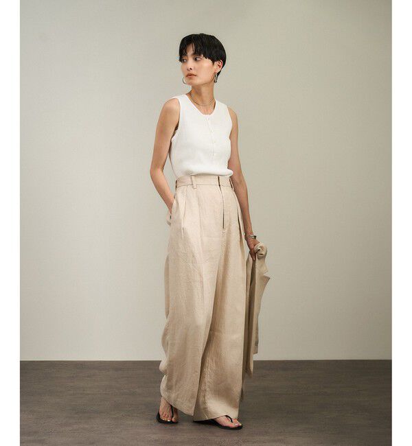 SALON adam et rope'「リネンツイルタックパンツ」|スラックス|