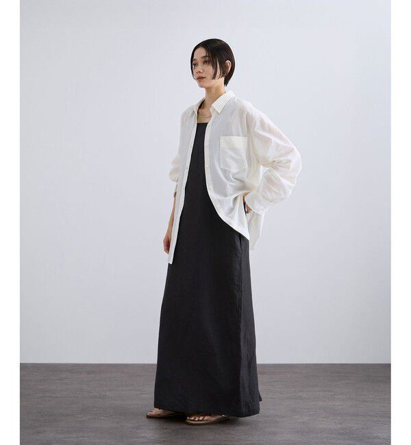 SALON adam et rope'「リネンツイルスクエアーネックジャンパースカート」|ワンピース|