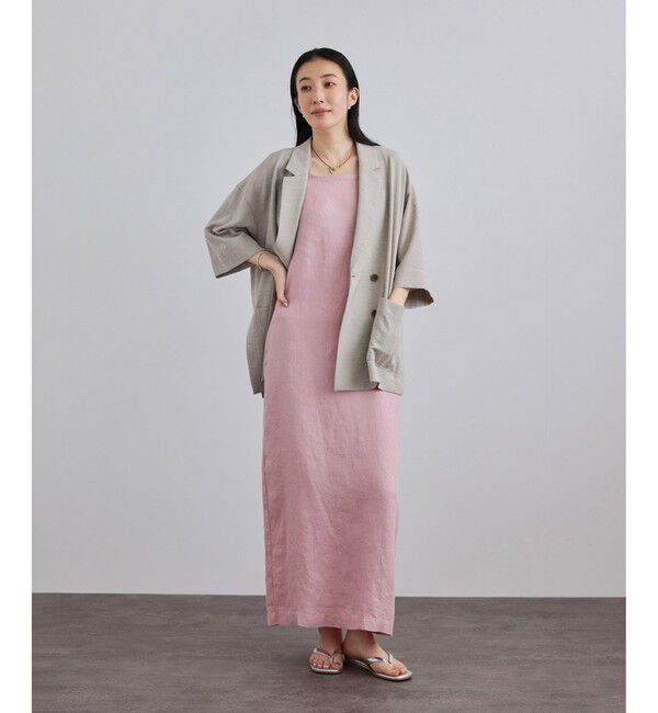 SALON adam et rope'「リネンツイルスクエアーネックジャンパースカート」|ワンピース|