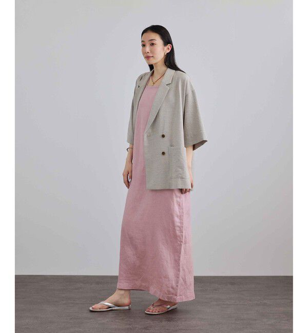 SALON adam et rope'「リネンツイルスクエアーネックジャンパースカート」|ワンピース|