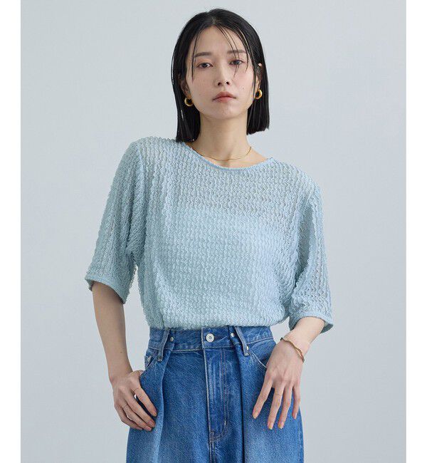 SALON adam et rope'「【WEB限定】ティアードラッセルシアーTシャツ」|Tシャツ・カットソー|サックス(48)