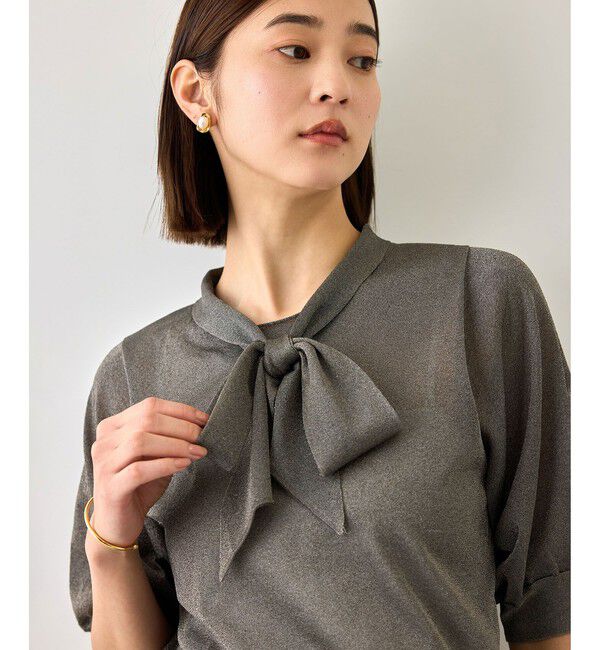 ROPE「【J'aDoRe・一部店舗限定サイズ】シアーラメボウタイニット/イージーケア」|ニット・セーター|