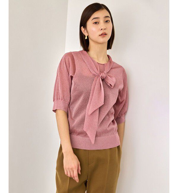ROPE「【J'aDoRe・一部店舗限定サイズ】シアーラメボウタイニット/イージーケア」|ニット・セーター|