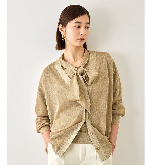 ROPE「【J'aDoRe・一部店舗限定サイズ】シアーラメボウタイニット/イージーケア」|ニット・セーター|