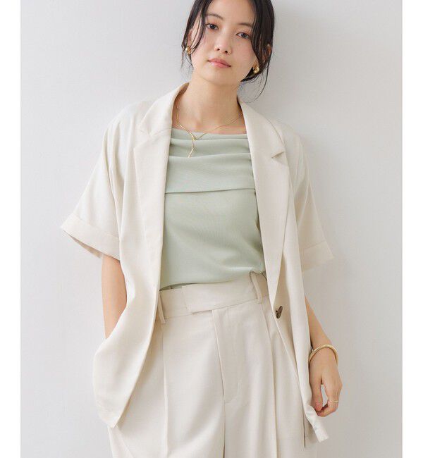 VIS「サイドギャザーオフショルダーカットソー/接触冷感」|Tシャツ・カットソー|