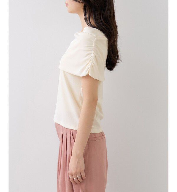 VIS「サイドギャザーオフショルダーカットソー/接触冷感」|Tシャツ・カットソー|