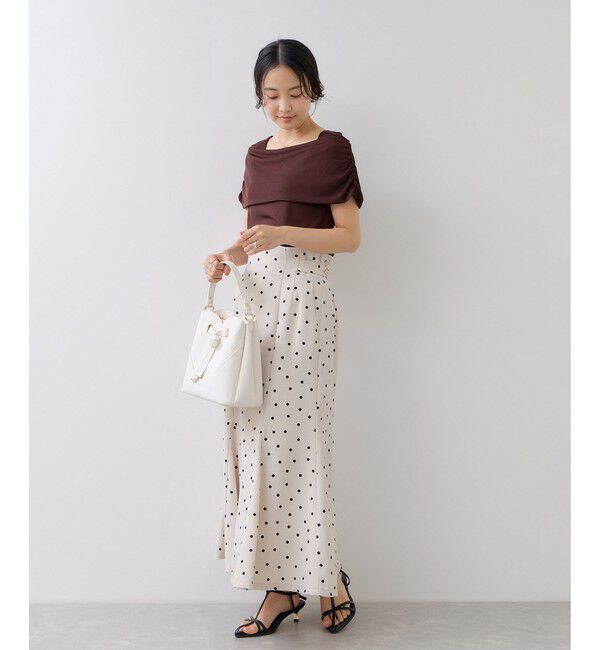 VIS「サイドギャザーオフショルダーカットソー/接触冷感」|Tシャツ・カットソー|
