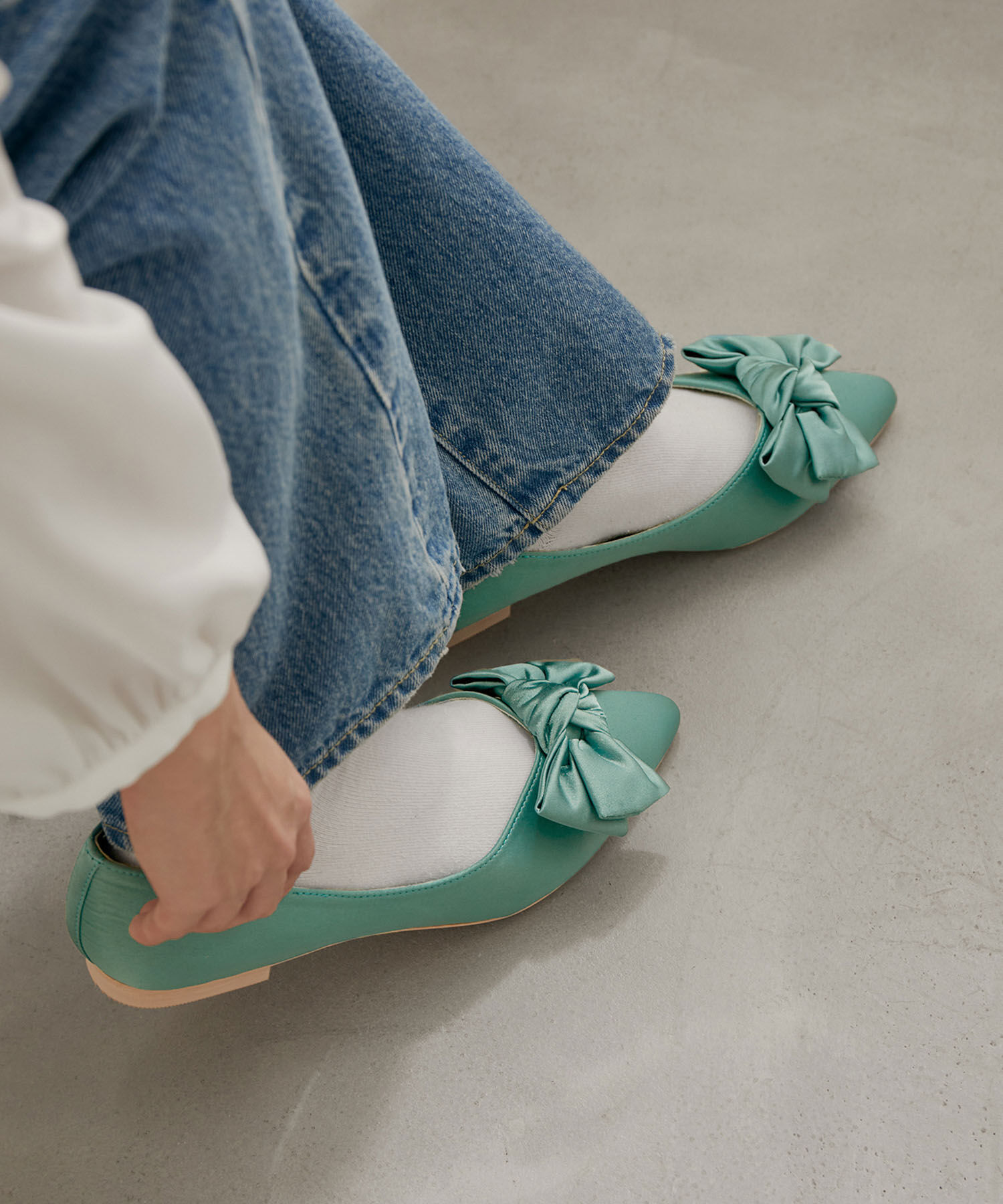 ROPE PICNIC PASSAGE「マットサテンリボンフラットシューズ」|パンプス|